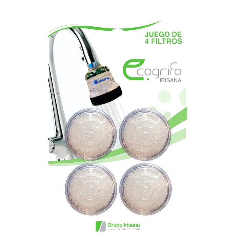 Filtros para Ecogrifo, Ecoducha beaut y Ecoducha mini Irisana. Blister 4 unidades.