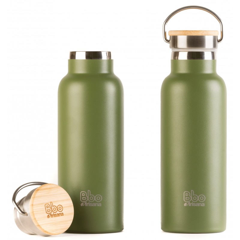 Thermo reusable bottle with bamboo... Thermo reusable bottle with bamboo...