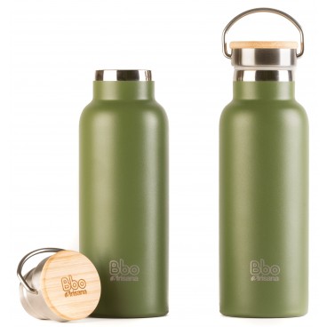 Thermo reusable bottle with bamboo stopper. 500 ml. BBO14