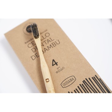 CEPILLO DENTAL DE BAMBÚ CON CARBÓN ACTIVO. CAJA 4 UNIDADES
