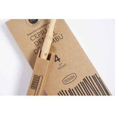 CEPILLO DENTAL DE BAMBÚ CON CARBÓN ACTIVO. CAJA 4 UNIDADES