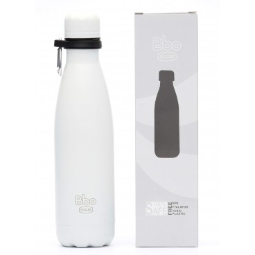 Botella termo reutilizable Bbo Irisana, 500 ml. de acero inoxidable, con mosquetón de regalo