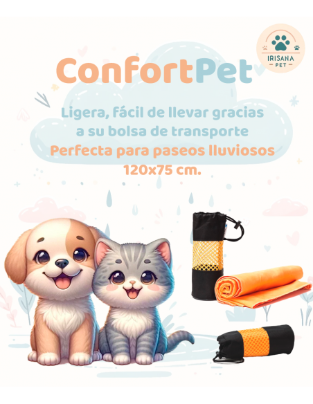 ConfortPet. Serviette légère en microfibre avec sac de transport