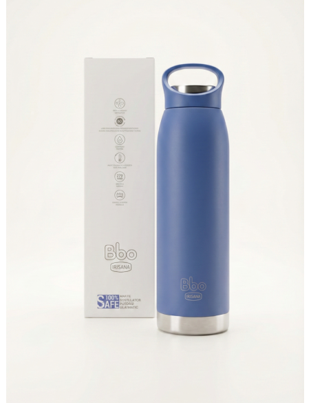 Botella termo de acero inox 304 Bbo 700 ml azul con asa en tapa